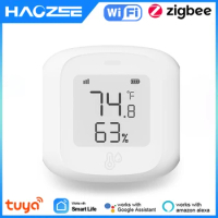 Tuya Smart WiFi/Zigbee Temperature and Humidity Sensor Indoor Hygrometer Thermometer with LCD Display Support Alexa Google Home