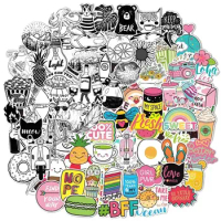 100 Pink Black and White Stickers for Girls VSCO Cute Stickers for Laptop Guitar Fridge Car Bike Phone Case Waterproof Decals