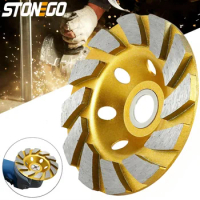 STONEGO 4 Inch Concrete Turbo Diamond Grinding Cup Wheel - 12 Segments, Heavy Duty Angle Grinder Disc