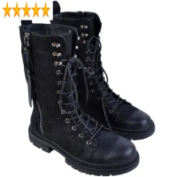 Mid-Calf Lace Up Fashion Trend Men British Casual Cowboy Work Safety Soldiers Riding Shoes Winter Boots Man