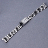 Rolamy 22mm 316L Steel Solid Curved End Screw Links With Oyster Clasp Jubilee Bracelet Watch Band Strap For Seiko 5 SRPD51-65