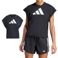 Adidas TI Logo T 女 黑色 透氣 鏤空 運動 訓練 上衣 短袖 HY9258