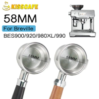 58MM Coffee Bottomless Portafilter For Breville BES900 920 980 990 Stainless Steel Replacement Filter Basket Coffee Accessory