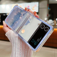 Luxury Fresh Style Iceberg Cloud Patterned Case For Samsung Galaxy Z Flip5 Flip4 Flip3 Hard Cover Coque For Samsung Z Flip 5 4 3