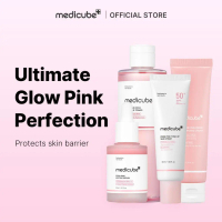 Set Ultimate Glow Pink Perfection [medicube rasmi]: Ampul PDRN, Tonik PDRN, Krim PDRN, Pelindung mat