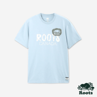 Roots 男裝- SPRAY PAINTED BEAVER短袖T恤-藍色