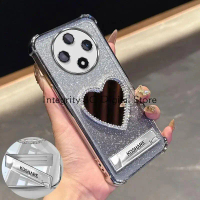 ขายึดกระจก, ดีไซน์รัก, เหมาะสำหรับเคสโทรศัพท์มือถือ OPPOA5Plus 5G, พร้อมกระจกแต่งหน้า, กันกระแทกสี่ม