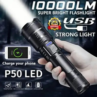 Jarak zoom senter LED super terang senter taktis USB senter laser putih yang dapat diisi ulang utama