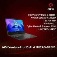 Laptop Gaming MSI VenturePro 15 AI A1UDXG-023ID Intel Core Ultra 5-125H GeForce RTX 3050, 6 GB VRAM