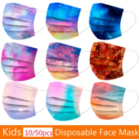 10/50pcs Children's Face Mask Mascarillas Tie-dye Starry Skys Printed Mask Windproof Ear Loop Disposable Face Mask Maque