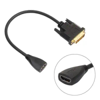 HDMI-compatible Female To DVI (24+1 Pin) Male HD HDTV Monitor Display Adapter Cable 30CM