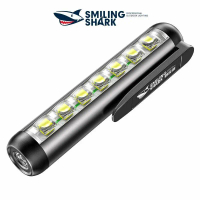 ไฟฉายฉลามยิ้ม GZ5155 XPE COB สว่างมาก กะทัดรัด พกพาสะดวก ที่ชาร์จ USB พร้อมคลิปหนีบปากกา กันน้ำ เหมา