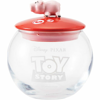 小禮堂 迪士尼 玩具總動員 培根豬 造型陶瓷蓋透明玻璃置物罐《紅.趴姿》糖果罐.收納罐