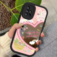 เคส Samsung A71 4G เคสโทรศัพท์ทาสีกระต่ายรัก พื้นผิวกระจก ฝาครอบบางเฉียบ เปลือกกันกระแทก