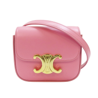 【二手名牌BRAND OFF】CELINE 賽琳【再降價】粉色 牛皮 Mini Triomphe 肩背包