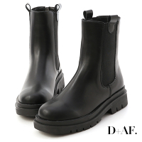 D+AF 焦點時尚．加厚鞋底切爾西短靴＊黑