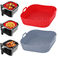 22cm Silicone Air Fryers Oven Baking Tray Pizza Fried Chicken Airfryer Silicone Basket Reusable Airfryer Pan Liner Accessories888