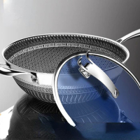 316 Stainless steel Non-Stick frying pan Domestic gas range is suitable for Induction cooking gas range Less oil fume