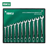 MJ ISKU Kunci Ring Pas Set 11pcs 8-24mm/dengan tas penyimpanan Kunci pcs set 8-24mm Set 11 Pcs Kunci