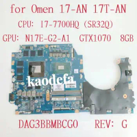 DAG3BBMBCG0 Mainboard For HP Omen 17-AN Laptop Motherboard CPU: I7-7700HQ SR32Q GPU: GTX1070 8GB DDR4 929515-601 929515-001