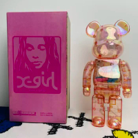 Bearbrick400% luminous colorful xg transparent pink Be@rbricklys 28cm color packaging box tide play hand office boy