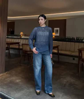 GONEGANI OFFICIAL - Loose Net Sweater Atasan Wanita Trendy Material Cotton Knit Pookie Slit Sweater 