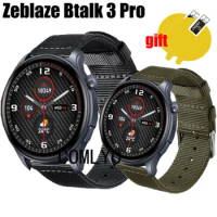 3in1 for Zeblaze Btalk 3 Pro Smart watch Strap Band Nylon Canva women men Belt Screen Protector