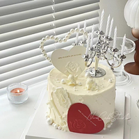 珍珠愛心 串 立體 珍珠串心型 蛋糕 烘培 裝飾 蛋糕插牌 情人節蛋糕