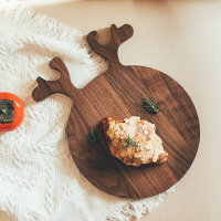 日式黑胡桃木砧板面包西餐托盤創意甜品早餐盤北歐圣誕裝飾鹿角盤