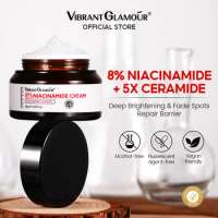 VIBRANT GLAMOUR 8% Royal DSM Niacinamide Cream 5X Ceramides α-Arbutin Deep Brighten Fade Spots Repair damaged Barrier 30g