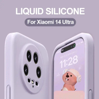 Sarung Xiaomi 14 Ultra, Sarung Telefon Lembut Silikon Cecair Persegi Mewah, Untuk Xiaomi Mi 14 dan M