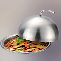 Stainless Steel Cloche Food Cover Dome Serving Plate Dish Dining Dinner Domed Cover Serving Dish Cloche Food Cover