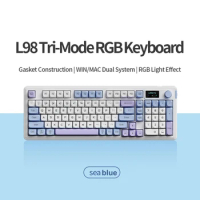 2024 Mute Mechanical Keyboard 98 Keys Wireless Bluetooth 2.4G Wired 3-Mode OLED Display Gaming Keyboard RGB Backlit Gamer