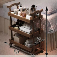 木製置物櫃推車（北歐白色闌珊推車） 