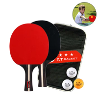 Table Tennis Racket 2 Rackets &amp; 3 Balls Ping Pong Paddles Set Professional 2 Player Ping Pong Set for Beginners Training Game