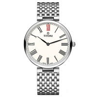 TITONI 梅花錶 纖薄系列 簡約羅馬石英腕錶 37mm / TQ52718S-608