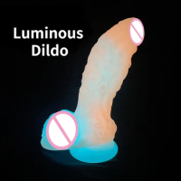 TleMeny Fluorescent Realistic Dildo Anal Masturbator Sex Toys for Couples Jelly Dildo Suction Cup Penis Luminous Dildo for Women