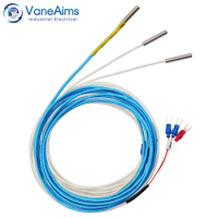 30mm Small Probe Thermocouple VaneAims Type K J PT100 0-600℃ 0.5/1/2/3M Braided Shielded Wire Sensor For Temperature Controller