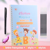 French Magic Practice Copybook 3D Groove Learning Excercise Books For Numbers Alphabet Drawing Math Study Copy Books For Kids