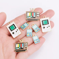 10Pcs Retro Enamel TV Set Game Console Charms for Jewelry Making DIY Cute Design Charms Pendant Necklaces Earrings Accessories