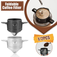 Foldable Coffee Filter Stainless Steel Easy Clean Reusable Coffee Funnel Paperless Pour Over Holder Portable Coffee Dripper