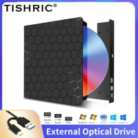 TISHRIC External CD Player Type C/USB 3.0 DVD Drive DVD/CD-ROM RW Reader Writer Burner For Macbook Laptop Dvd Burner portatil