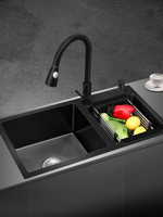 水槽 納米廚房水槽雙槽加厚304不銹鋼黑色家用洗菜盆手工洗碗單盆水池 夏洛特居家名品