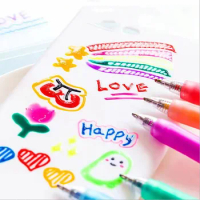12pcs/set 3D Jelly Pen DIY Mobile Phone Shell Ceramic Graffiti Glass Painting Pen Cute Marker Pen Highlighter