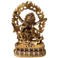 Wisdom Dharma Protector Six-armed Mahagala Big Black Sky Pure Copper Tantric Buddha Statue Can Store 21CM