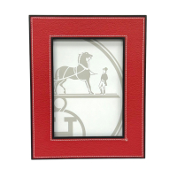 【二手名牌BRAND OFF】HERMES 愛馬仕 紅色 牛皮 實心 桃花心木 Pleiade 相框