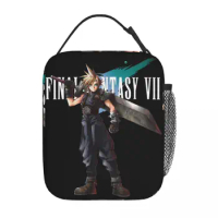 Final Fantasy 7 Character Cloud Strife Thermal Insulated Lunch Bag Games Portable Food Container Bags Thermal Cooler Lunch Box