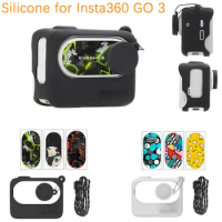 6-in-1 Combo Silicone Case Cover Lens Cap Skin Stickers Neck Strap Lanyard for Insta360 GO 3 Camera Accessories Protective Set