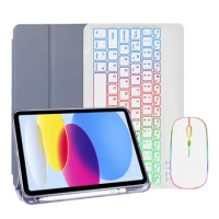 Case for iPad 10th Generation Case 10.9 inch 2022 Keyboard Cover with Pen Holder Wireless Teclado Spanish Russian Arabic Korean