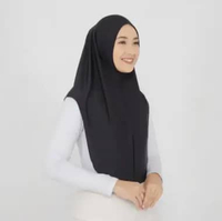 Jilbab Hijab Bergo Instan Harian Olahraga Casual Sporty Kekinian Bahan Jersey Hijab Non Pad Hitam